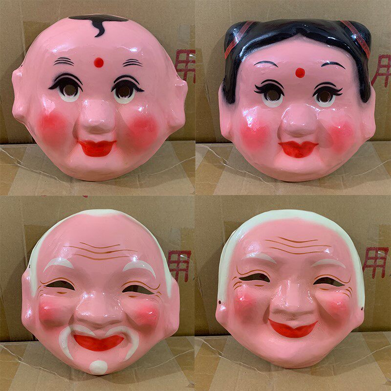 新款大头娃娃头套面具小男孩小女孩秧歌舞龙舞狮演出衣服喜庆道