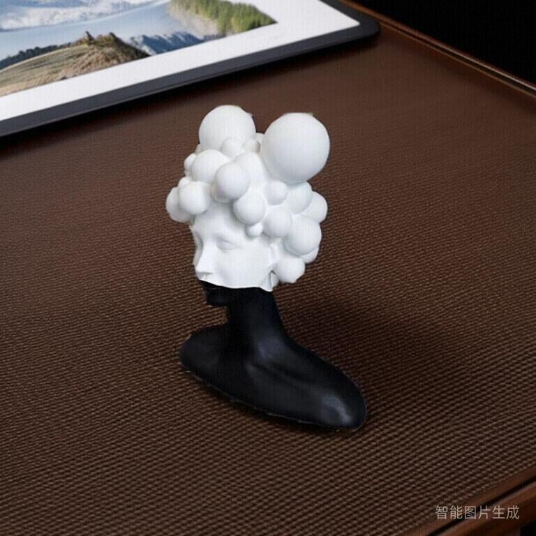 现代简约抽象人物雕塑摆件样板房前台客厅电视柜旁树脂人头工艺品
