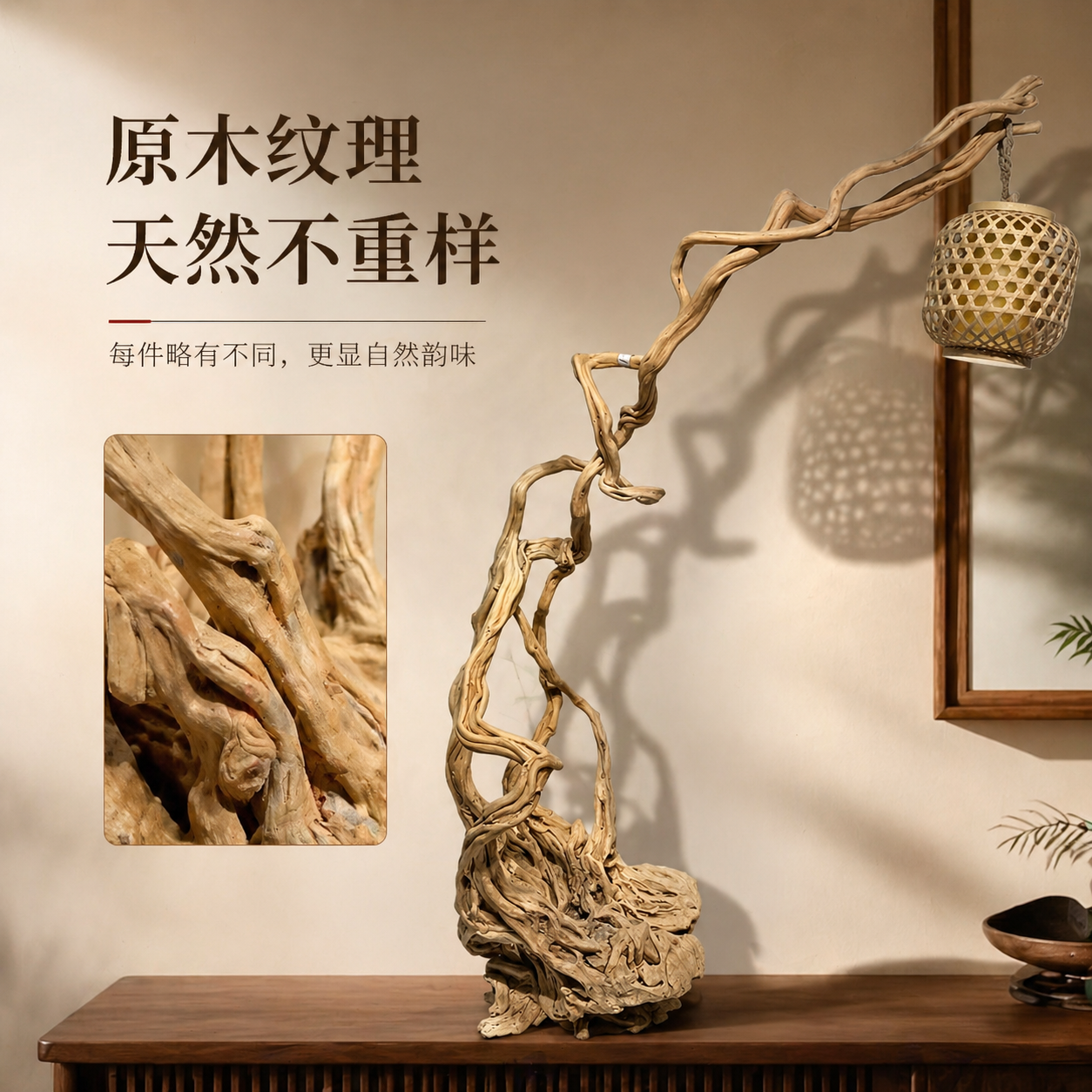 天然根艺摆件原木枯木树根茶室玄关新中式样板房禅意装饰根雕孤品