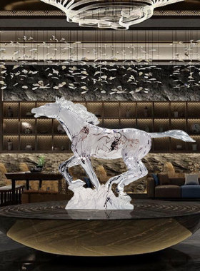 可定制抽象透明动物雕塑摆件酒店
