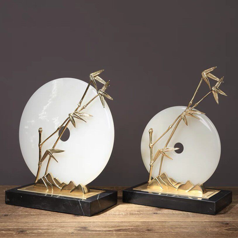 新古典平安扣玉石摆件新中式家居客厅玄关书房书柜桌面软装工艺品