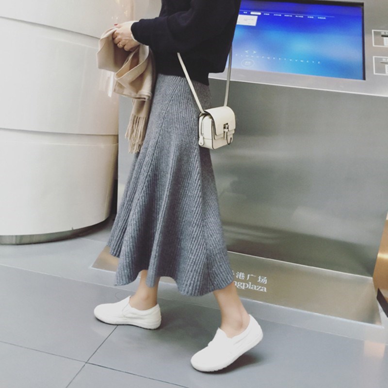 棉裙冬季 长款女装港味A字大摆裙高腰针织半身裙毛线裙显瘦中长裙|msdalam kategori Butik wanita / wanita, skirt - dari Buy2taobao.com untuk memberikan perkhidmatan ejen Taobao profesional membeli