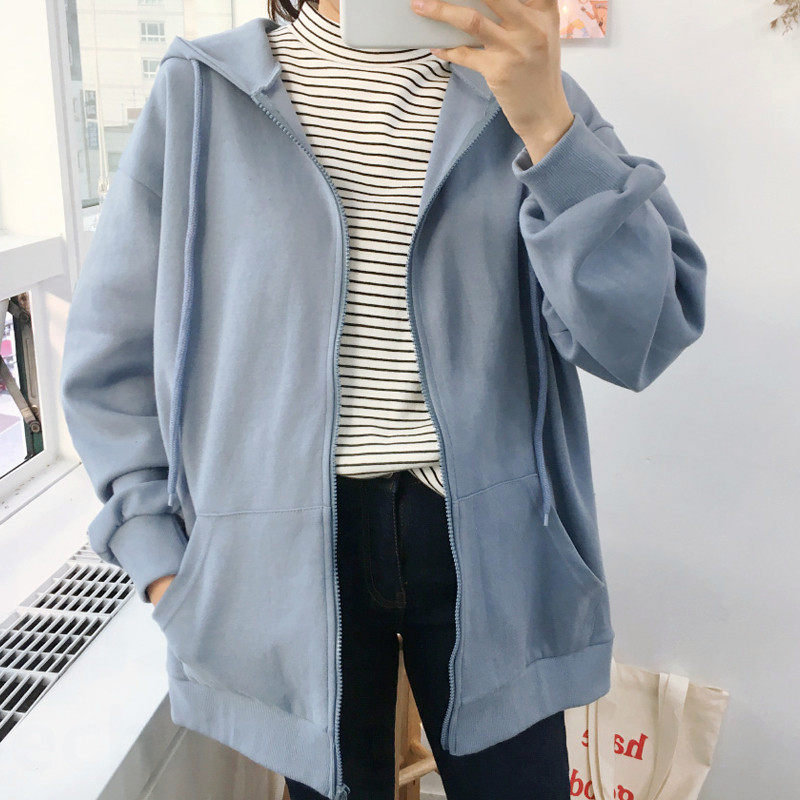 纯棉卫衣女宽松运动外套2019春秋季新款学生拉链外套休闲连帽开衫|msdalam kategori Butik wanita / wanita, sweater/Fleece - dari Buy2taobao.com untuk memberikan perkhidmatan ejen Taobao profesional membeli