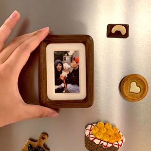 迷你小卡拍立得相框展示架3寸实木100元人民币相框情侣定照片摆台