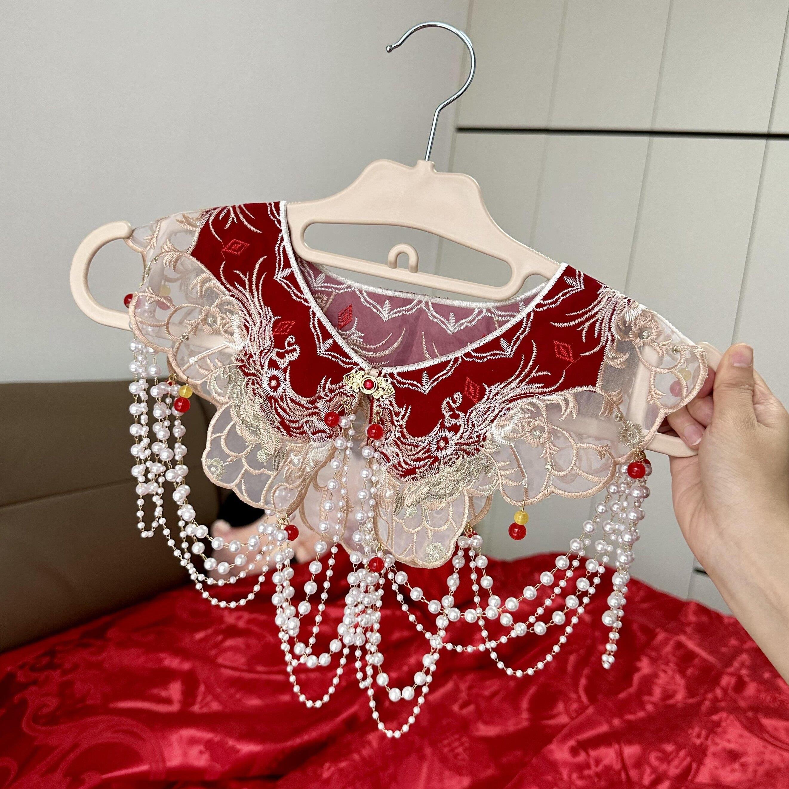 旗袍云肩精美流苏新娘披肩高级感中式婚礼敬酒服配饰国风绣花假领