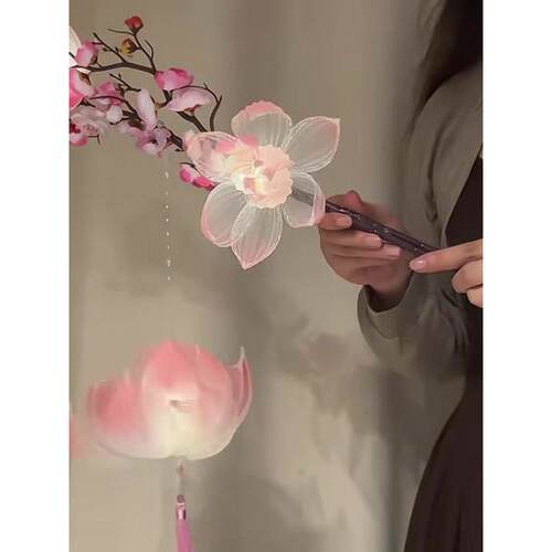 中秋节diy手提发光莲花灯材料包古风拍照道具送情侣闺蜜生日礼物