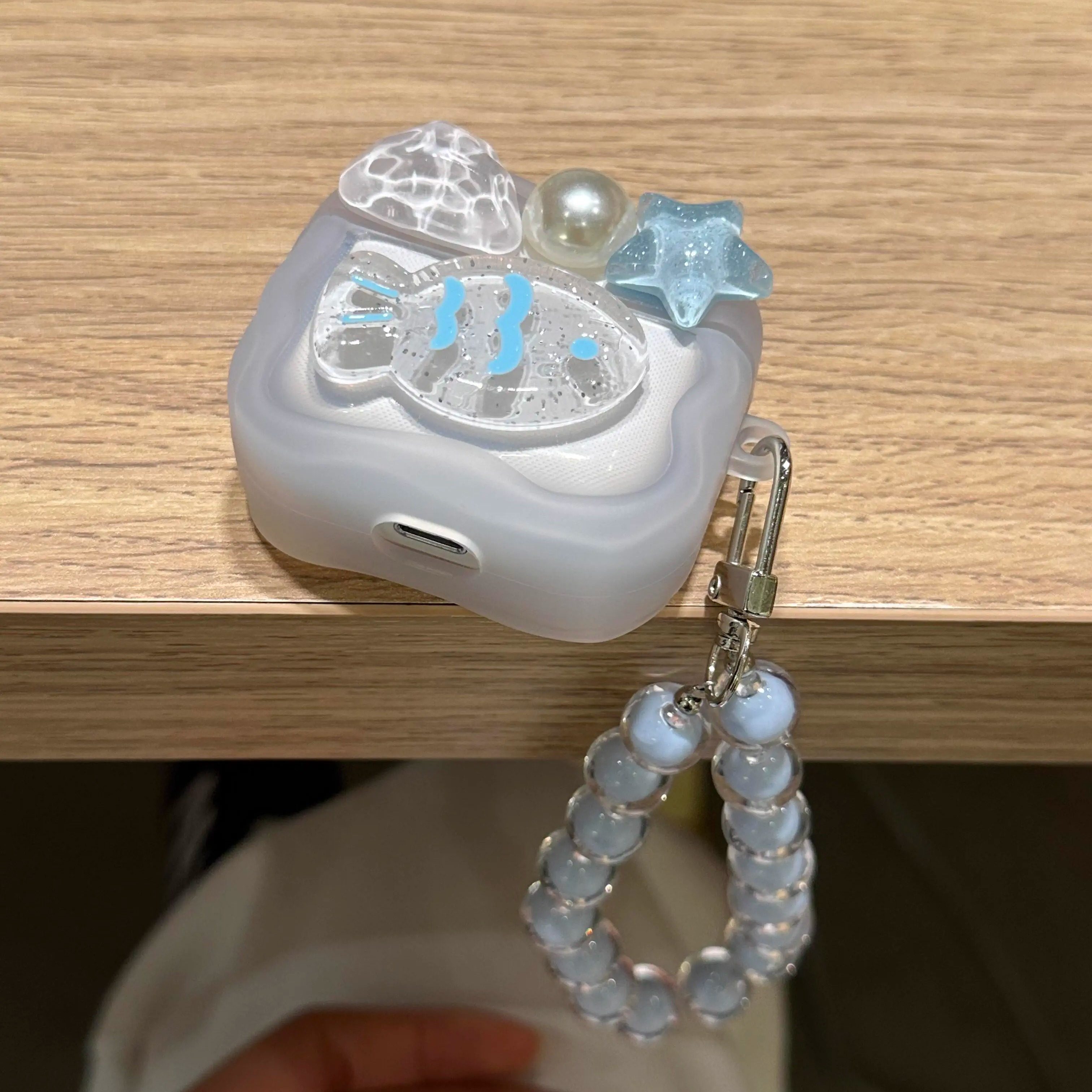 韩系冰透蓝色小鱼适用airpods4代保护套苹果耳机保护壳airpodspro2无线蓝牙耳机套airpod1/2代透明硅胶耳机壳
