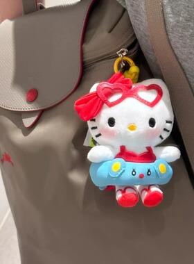 蓝色泳圈KT猫挂件包包kt猫哈喽毛绒公仔小饰品hello书包玩偶挂饰