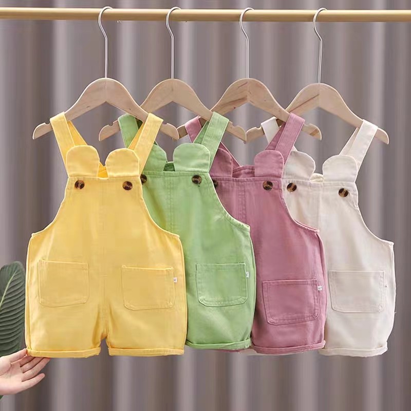 儿童背带短裤夏季新款0-1-2-3岁小童男女可爱时尚卡通纯棉可开裆