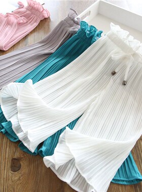 女童裤子冰丝夏款九分裤女孩直筒裤宽松薄款时尚防蚊裤清凉休闲阔