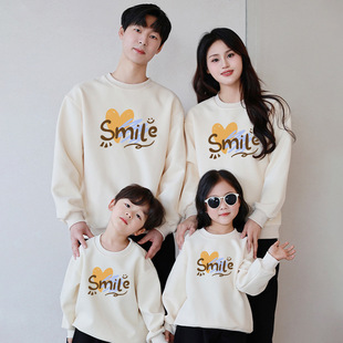 350克高端亲子装 母子母女卫衣婴儿连体衣爬服 秋冬一家三口全家装