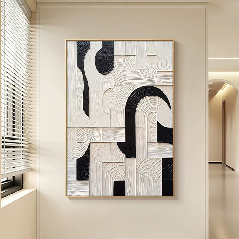 艺术侘寂风现代简约黑白装饰画挂画轻奢客厅墙画抽象卧室玄关壁画