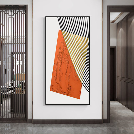 现代简约轻奢抽象入户玄关走廊过道竖版装饰挂画客厅落地画高级感