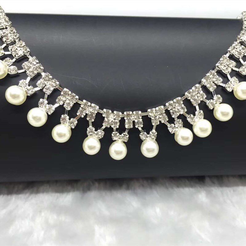 珍珠吊坠流苏水钻链条diy饰品配件衣领手缝婚纱礼服头饰服装辅料