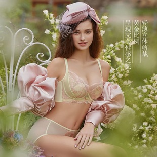 性感风情撞色蕾丝交叉带内衣透气显小承托显瘦 爱优时代2132法式