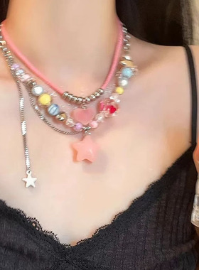 多巴胺彩虹糖果项链女ins潮