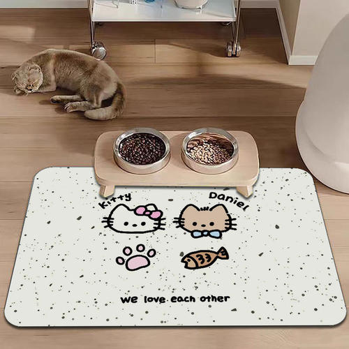 可爱kitty宠物地垫硅藻泥餐垫吸水吸油宠物狗猫咪饭碗垫宠物用品