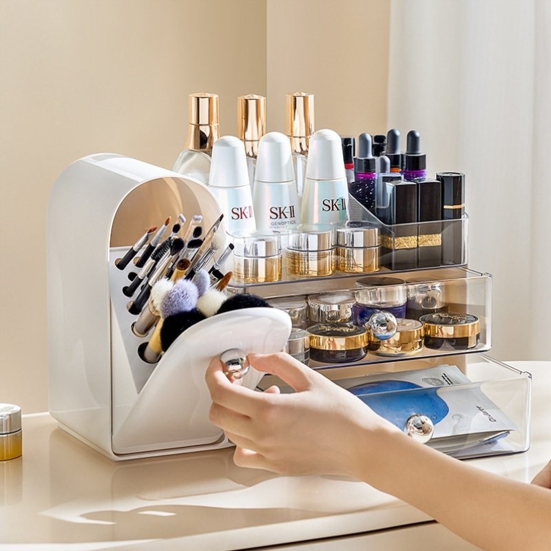化妆品收纳盒桌面高级感抽屉化妆盒梳妆台化妆刷口红护肤品置物架,收纳整理,化妆品收纳架,淘宝优惠券,粉丝福利购,淘宝优惠卷