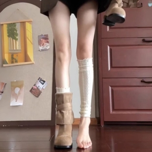 配靴子的袜子马丁靴长筒靴袜套穿的过膝袜白色中筒袜女士春秋