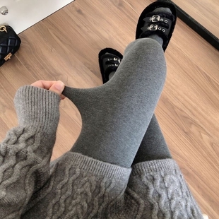 深灰色连裤袜女秋冬加绒打底裤外穿微压加厚黑穿搭配裙子打底袜裤
