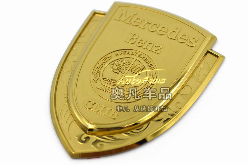 奔驰CLUB改装金色苹果树AMG社团徽章侧标金属盾牌贴车标车贴铭牌