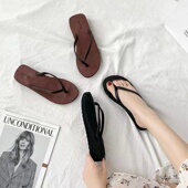 中跟外穿厚底沙滩鞋 rvw防滑坡跟人字拖女休闲夏季 外穿夹拖凉拖鞋