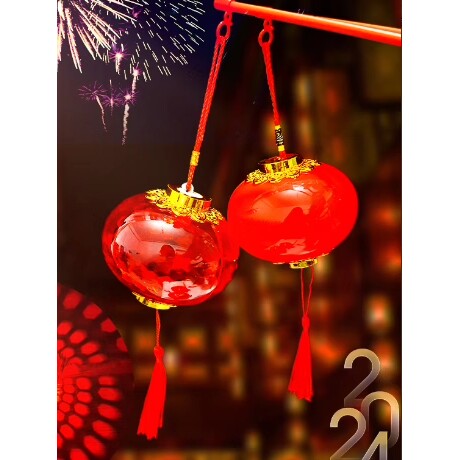 热销新年红灯笼手提发光小灯笼LED儿童玩具水晶投影春节元宵灯笼