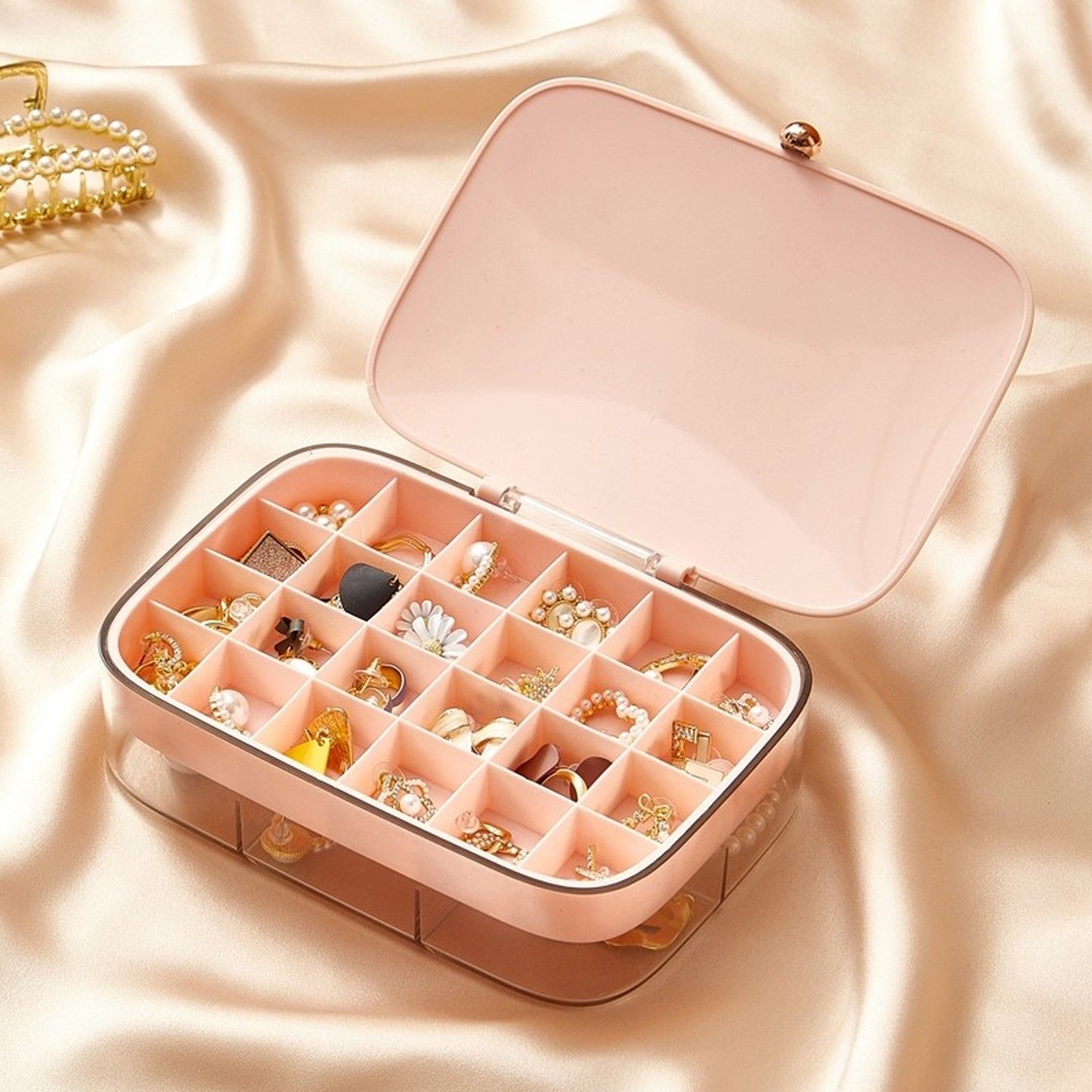 耳饰首饰盒高档精致耳钉收纳盒展示架项链戒指饰品耳环盒子高级感,收纳整理,首饰盒,淘宝优惠券,粉丝福利购,淘宝优惠卷