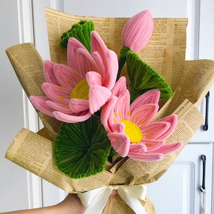 教师节手工diy花束扭扭棒荷花加密毛根莲花郁金香向日葵材材料包