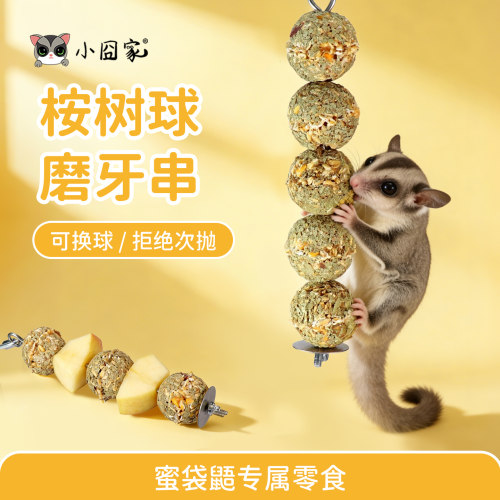 蜜袋鼯零食桉树叶磨牙球蜜袋鼠用品啃咬挂串磨牙解闷发泄杂粮球