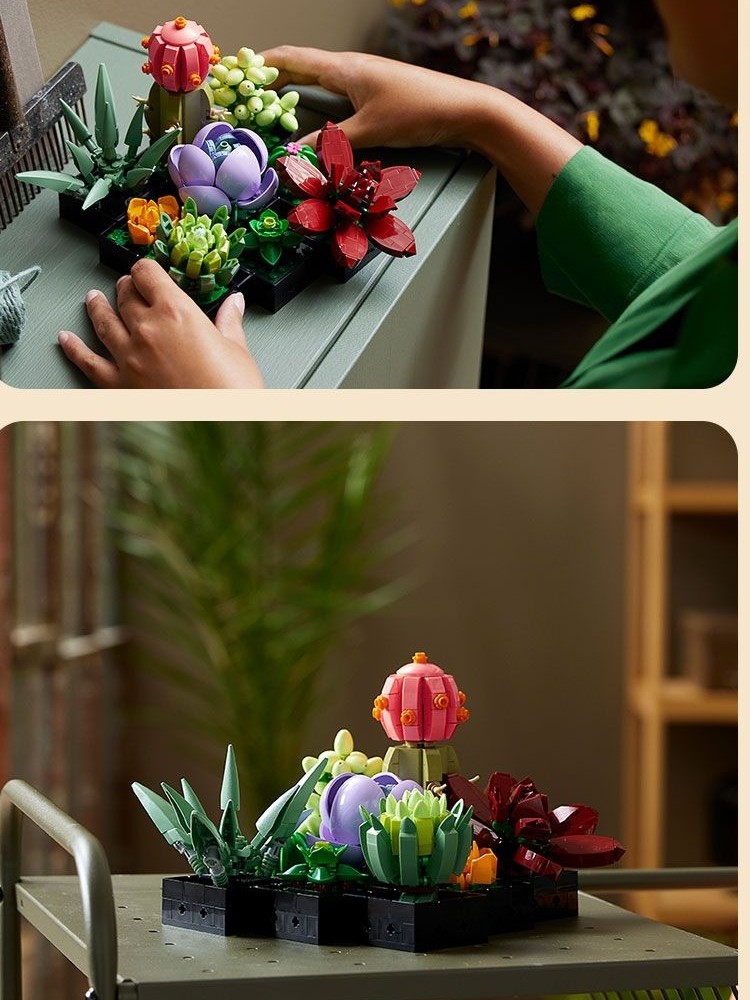 10309 다육 꽃다발 분재 어린이 교육 조립 중국어 빌딩 블록 꽃 장난감 홈 장식
