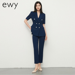 时尚高端职业西服外套女夏季新款短袖西装套裤售楼部白领工作服ol