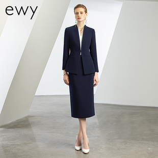 藏青色西装 商务风气质工作服 套裙女春秋面试职业装