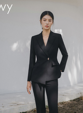 ewy高端黑色职业西服套装女春季新款白领商务正装时尚通勤工作服