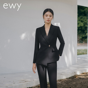 时尚 ewy高端黑色职业西服套装 白领商务正装 新款 通勤工作服 女春季