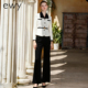 两件套气质通勤职业装 轻熟风撞色套装 女秋冬收腰外套长裤