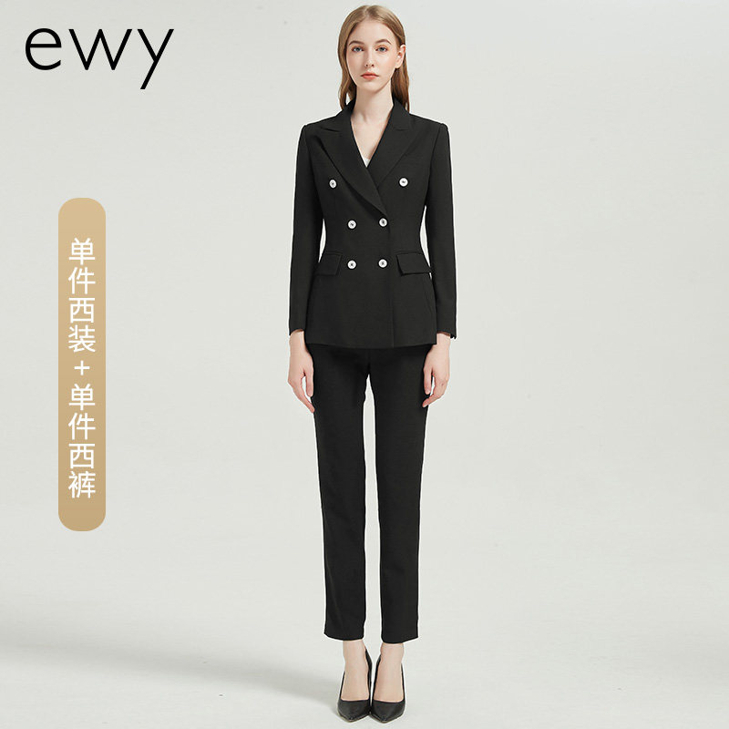 고급 여성 정장 세련된 기질 봄 여름 신작 검은색 양복 OL 한국판 매니저 작업복