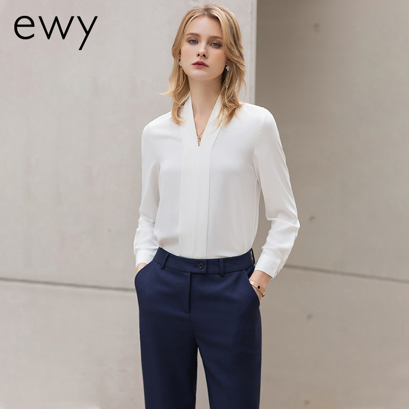 Ewy通勤气质长袖衬衫女士