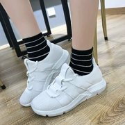 Giày co giãn mùa xuân 2019 Giày nữ tăng giày chống trượt lưới đế phẳng đan giày mùa hè thấp để giúp giày nữ - Giày cắt thấp