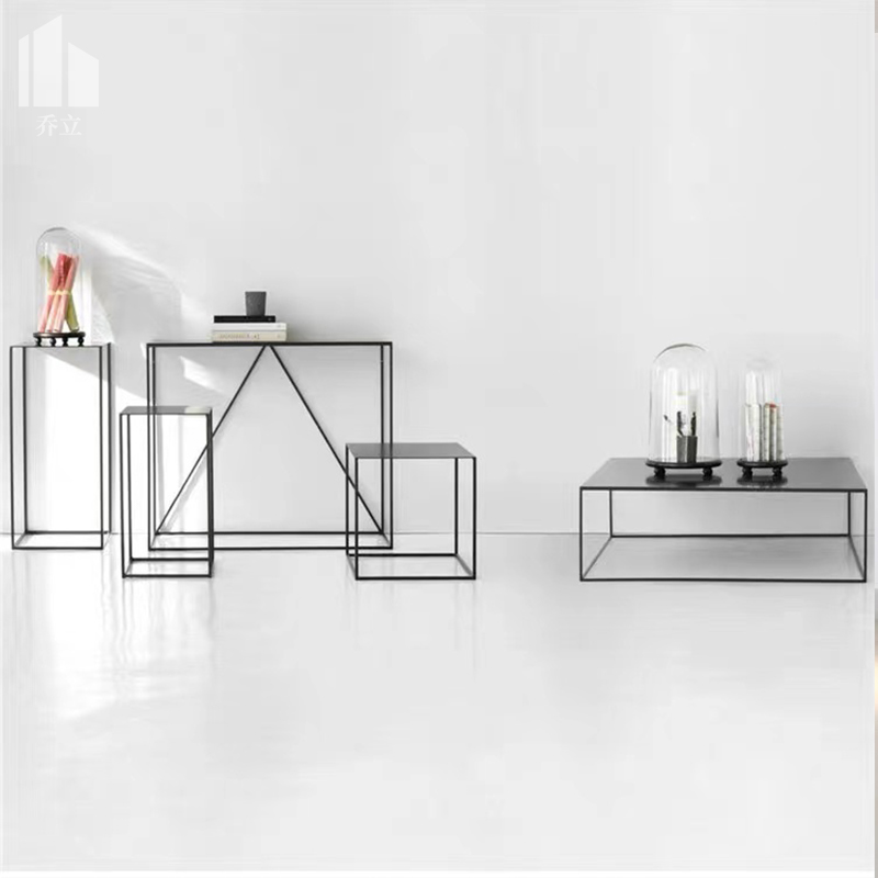 美式乡村铁艺茶几沙发边几简约现代茶架子置物架展示架角几边桌