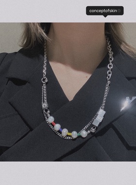 conceptofskin肌理概念 高街配饰多巴胺彩色串珠珍珠项链choker