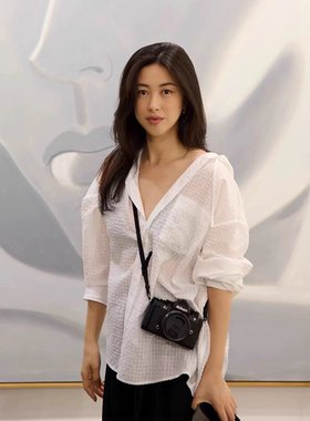 朱珠同款法式2025春夏新经典百搭肌理感白色连帽衬衫女上衣防晒衣