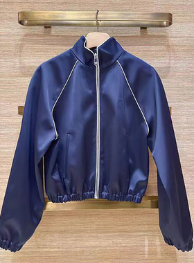 法单小众2026早春轻奢缎面明线装饰斜插口袋立领收腰短夹克女外套