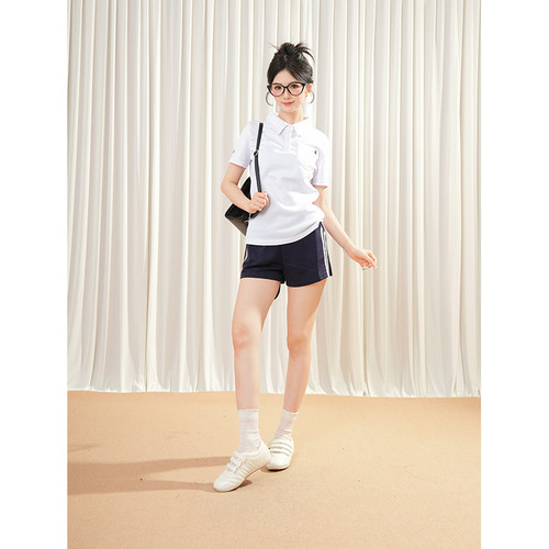 【樱花妹穿搭】小个子运动系jk制服校供感上衣+短裤两件套