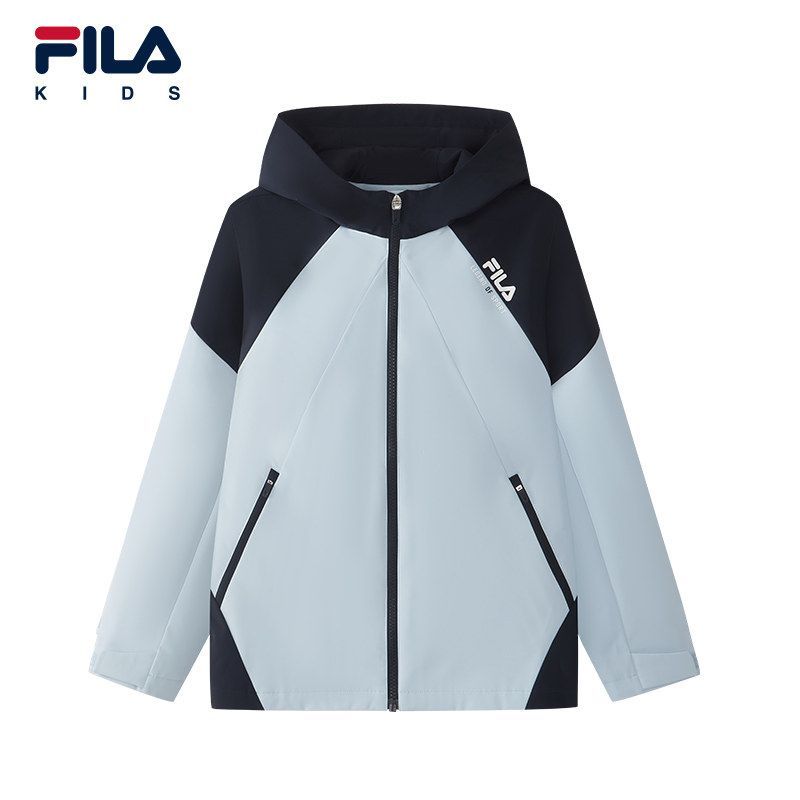 FILA KIDS斐乐童装2026秋款梭织外套运动户外连帽上衣K52B633702F