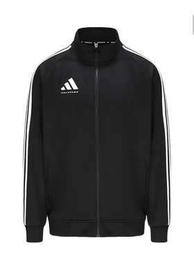 adidas3-Stripes仿麻布三条纹防风运动长袖立领拉链外套夹克