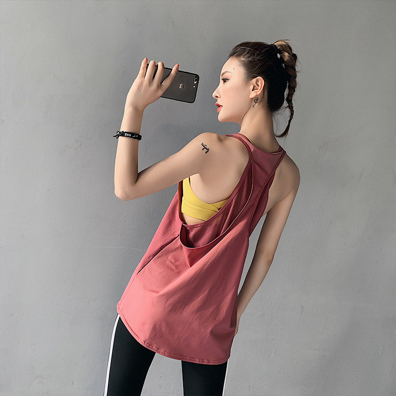 外穿工字无袖背心瑜伽上衣女无袖速干跑步训练罩衫宽松运动背心
