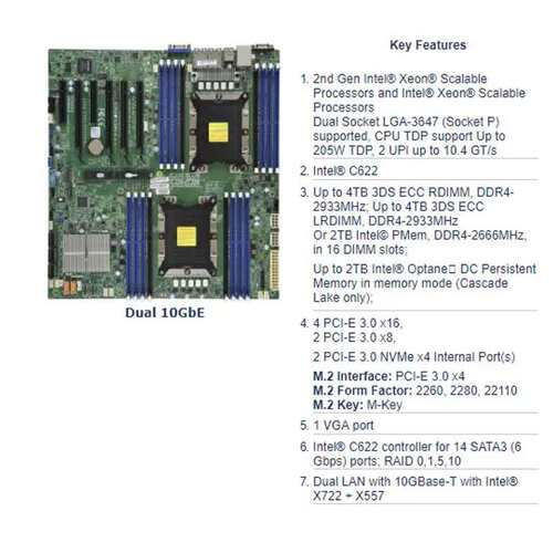 超威 X11DPI-NT supermicro C622 X722+X557 双口 万兆 网卡议价