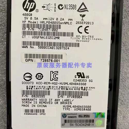 3PAR7000 M6710 727395-001 400GB SAS QR504A N9Y07A SSD硬盘议