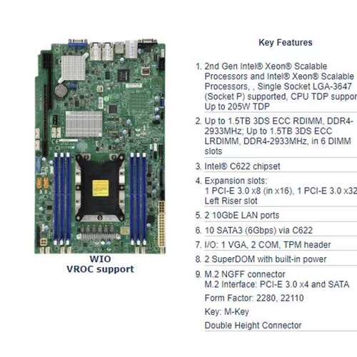 超威 MBD X11SPW-TF-P SUPERMICRO 主板 服务器 C622 10G 万兆议
